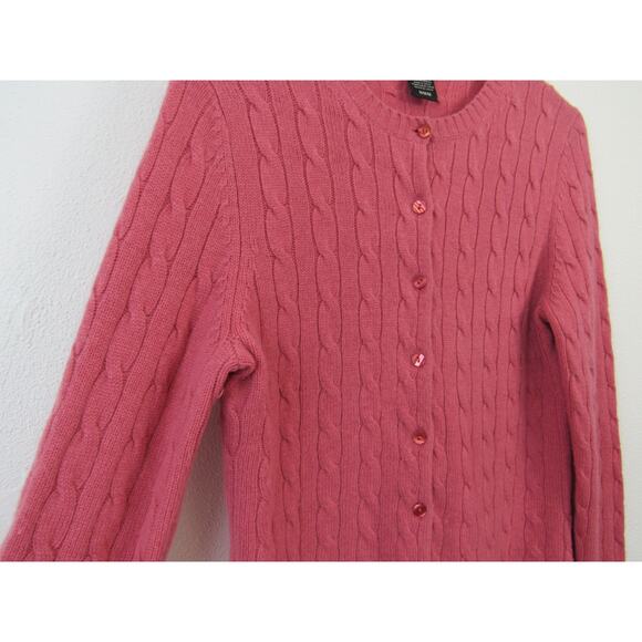 Lord & Taylor Cashmere Pink Cable Knit Button Front Cardigan *Flawed* - Picture 2 of 5